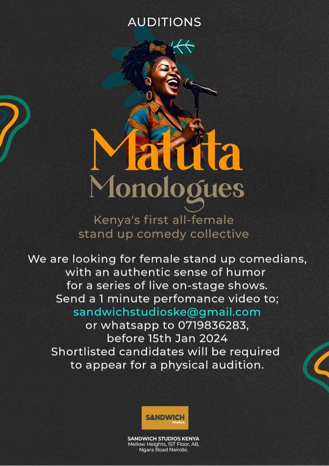 SautiZaMabinti's tweet image. Attention all talented women comedians! Your stage awaits – explore audition details and bring your unique wit to the forefront!
#WomenInComedy #AuditionAlert