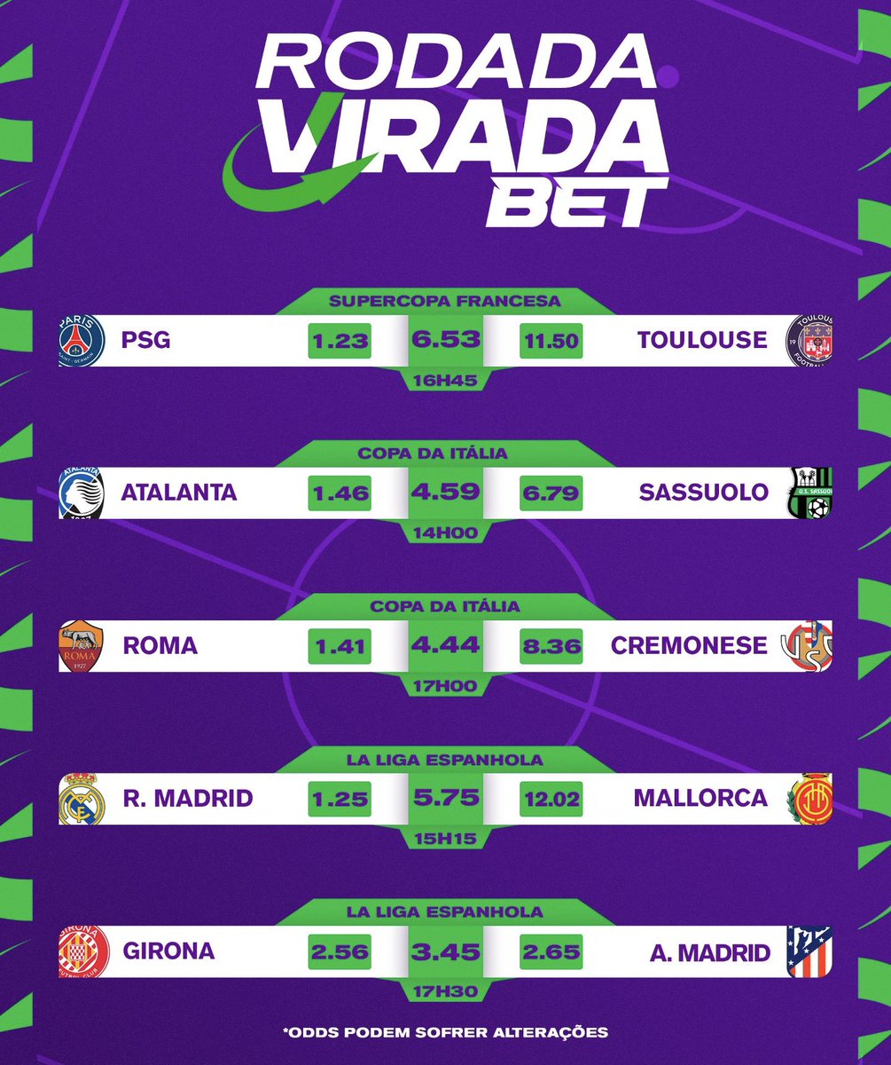 Daqui a pouco tem jogo do Real Madrid diante do Mallorca pela La Liga e acho, mas só acho, que vocês deveriam aproveitar o super bônus da <a href="/ViradaBet/">Virada Bet</a> .

100% até R$ 500 em Esportes utilizando o código BOASVINDAS 

Click no link e faça já seu cadastro! 

parceiros.viradabet.com/pagead?token=b…