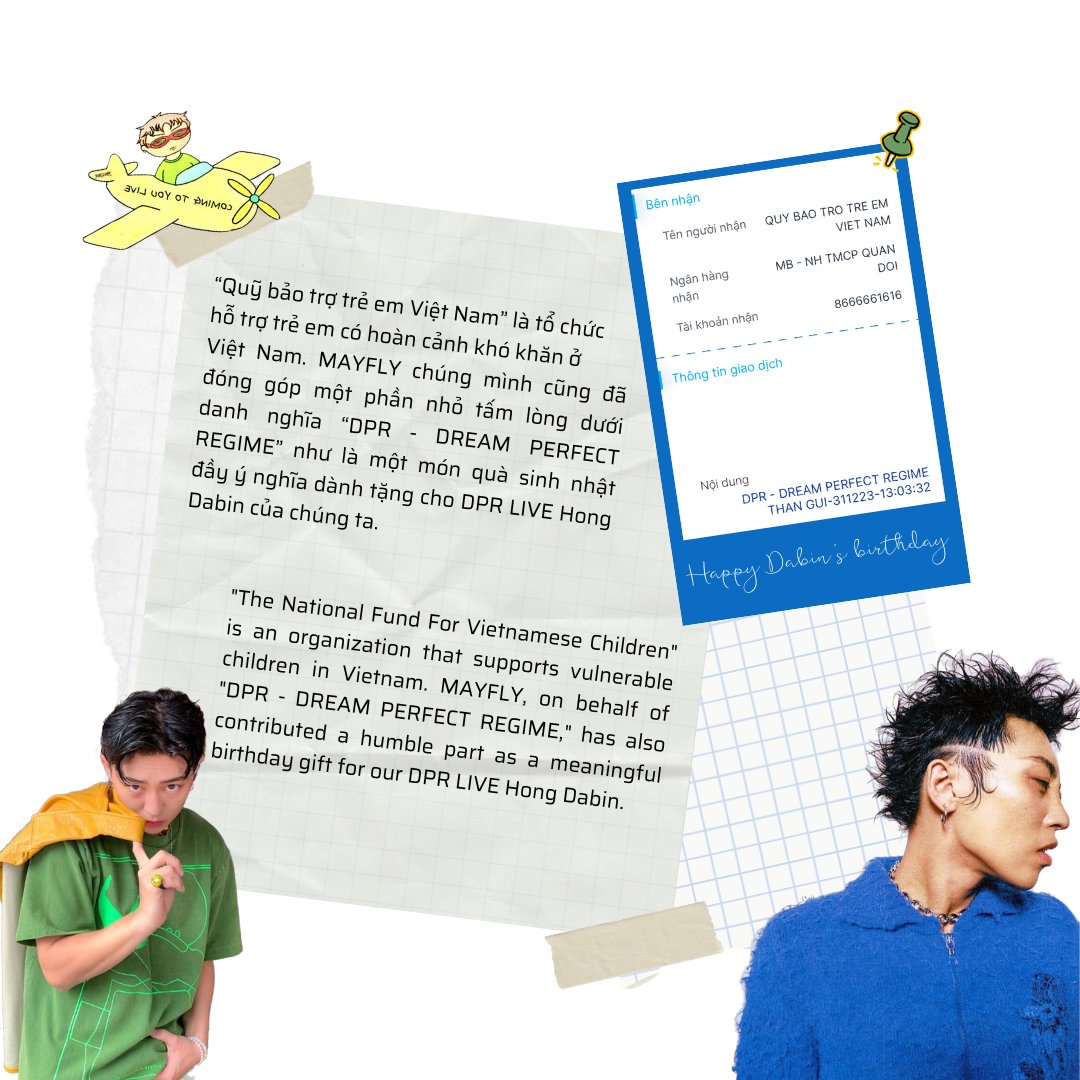 dpr_ice's tweet photo. To celebrate @_DPRLIVE @dabin_kr &amp; @_DPRCREAM birthday, MAYFLY, on behalf of "DPR - DREAM PERFECT REGIME," has also contributed a humble part to 2 charity organizations as a meaningful birthday gift for our boys.

#CTYLDABIN #DPRLIVE @CTYL_Official 
#DPRCREAM https://t.co/Yt7dboihH5