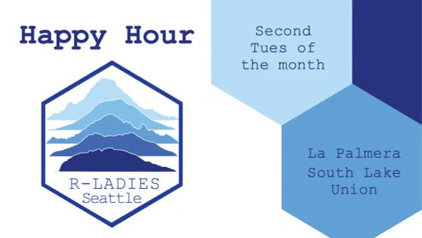 R-Ladies Seattle (@rladiesseattle) on Twitter photo We're kicking off the year by starting our monthly happy hour in South Lake Union. You can find details on our Meetup and we hope to see you next week! #RStats <a href="/RLadiesGlobal/">R-Ladies Global</a>
- Tuesday, January 9th at 5pm PT
- La Palmera Mexican Restaurant
meetup.com/rladies-seattl… We're kicking off the year by starting our monthly happy hour in South Lake Union. You can find details on our Meetup and we hope to see you next week! #RStats <a href="/RLadiesGlobal/">R-Ladies Global</a>
- Tuesday, January 9th at 5pm PT
- La Palmera Mexican Restaurant
meetup.com/rladies-seattl…