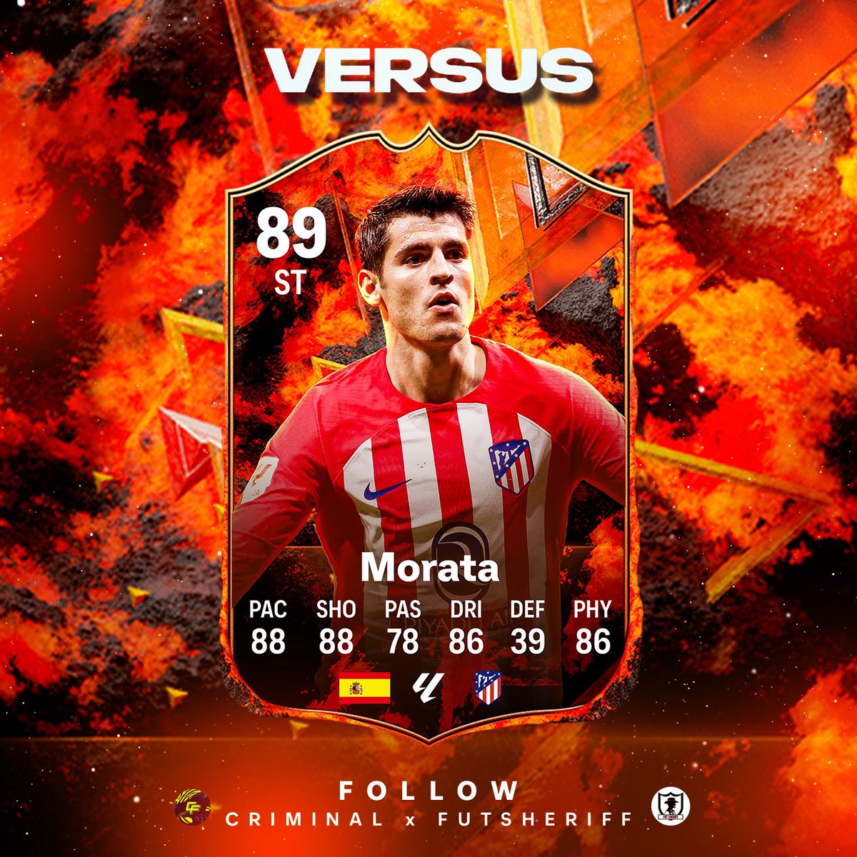 🚨Morata 🇪🇸 is coming as FIRE OR ICE card soon!🔥❄️

Stats are prediction 👀

Make sure to follow <a href="/FutSheriff/">Fut Sheriff</a> &amp; <a href="/Criminal__x/">Sahil</a> !

#fc24