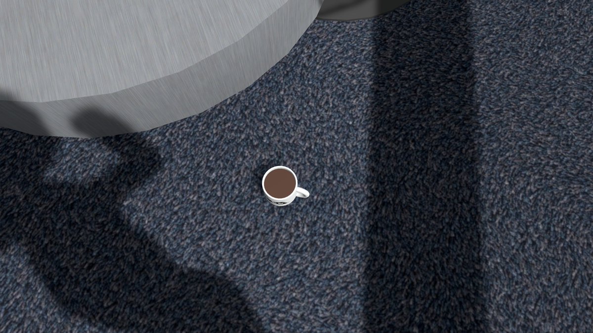 kentaro's tweet image. VRChat内で自作のマグカップを持てるようになった。けど、またマテリアルが縦方向につぶれてる。あと、コライダーを取っ手の大きさに縮めたら、当たり判定がめちゃくちゃちいさくて、落とすと持てなくなる😇
#hackaweek