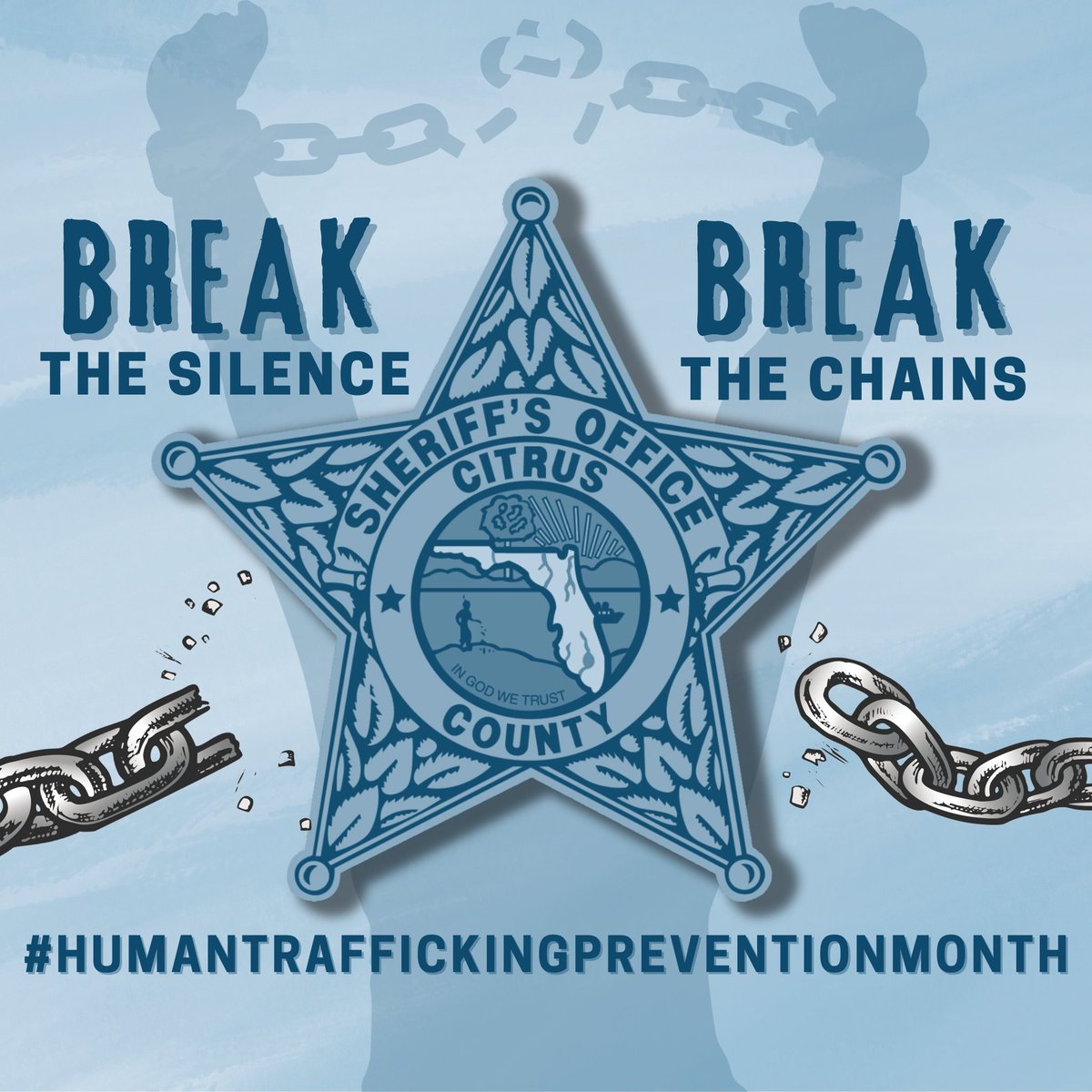 CCSO INTRODUCES “BREAK THE CHAINS,” A HUMAN TRAFFICKING AWARENESS CAMPAIGN

#HumanTraffickingPrevention #CCSOeducating #CCSOProtecting 
1726