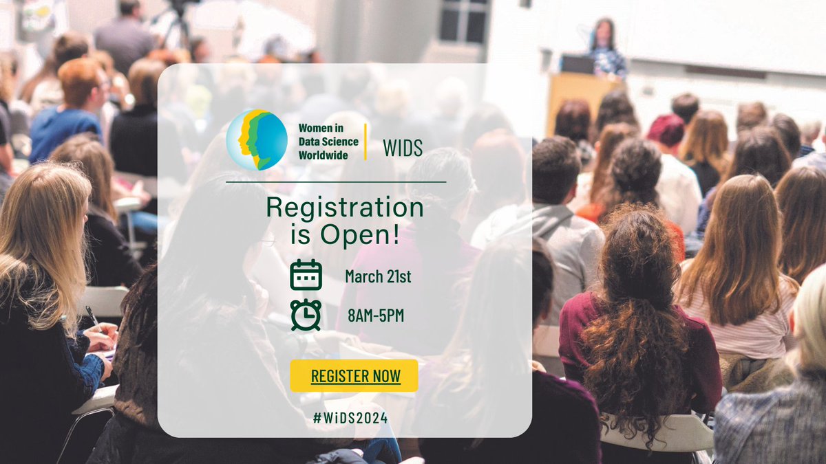 CLTDataScience's tweet image. 📊 Exciting news! Registration is now open for the Women in Data Science Conference on March 21st from 8 am to 5 pm. Secure your spot today and don't miss out on a day filled with insights and networking opportunities! 💻🌐 
brnw.ch/21wFMf5. 
#WiDS2024 #DataScience