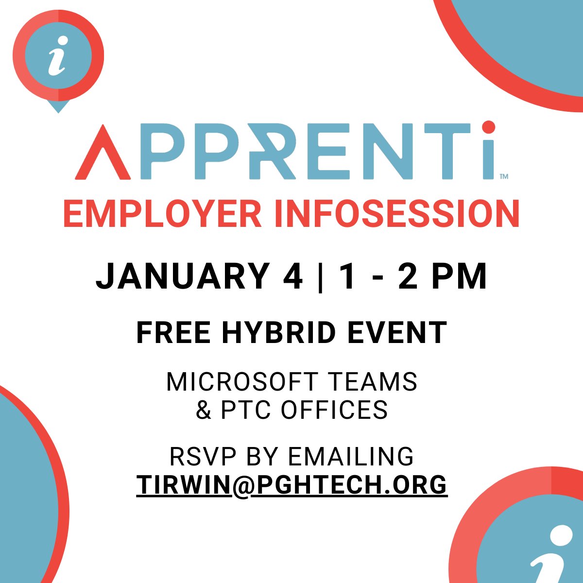 PGH Tech Council & Fortyx80 (@pghtech) on Twitter photo Train, Retain, Upskill, and Diversify your team in 2024! Join us for an Apprenti Employer Infosession this Thursday, January 4. This is a free, hybrid event. Please RSVP by sending an email to Tirwin@pghtech.org. Train, Retain, Upskill, and Diversify your team in 2024! Join us for an Apprenti Employer Infosession this Thursday, January 4. This is a free, hybrid event. Please RSVP by sending an email to Tirwin@pghtech.org.