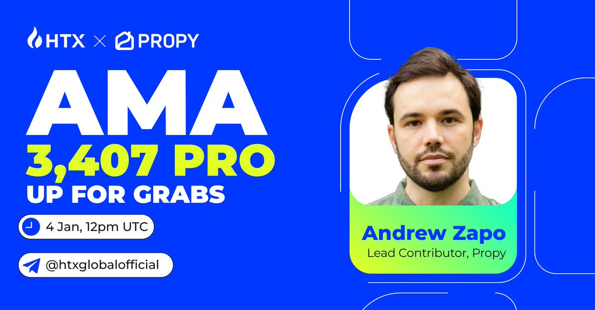 HTXCommunity's tweet photo. #HTX❌@PropyInc AMA 
⏰ 12 pm (UTC) Jan 4

✅ Follow @HTXCommunity @HTX_Global
🔁 RT+tag 2  
🚀 Venue: https://t.co/mWD3TIWE4E 
📷 Tag your friends in the #HTX Telegram AMA chat with #PROPY     

Submit UID: https://t.co/OpVjRreiVy https://t.co/cqZyuQKfUv