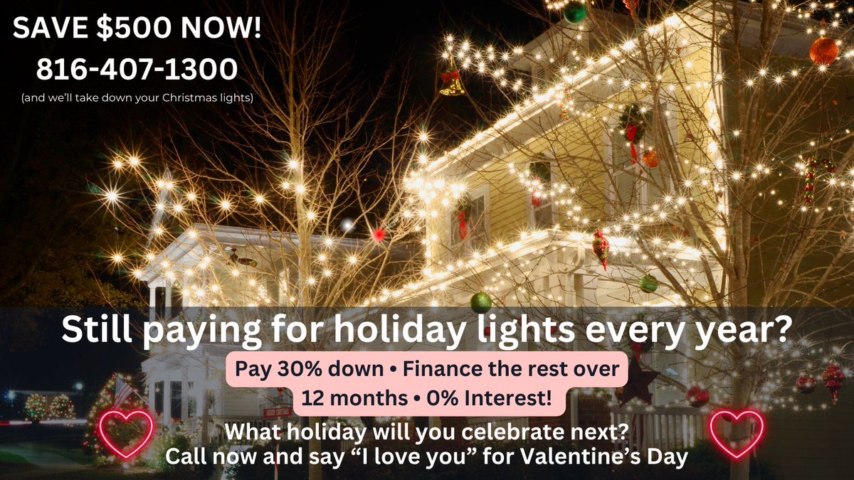 naturalaccent's tweet image. Celebrate every season &amp;amp; reason (birthdays, your favorite sports team, St. Patrick's Day, local high school events, 4th of July, etc.) Install once and enjoy! Book now and save $500, plus we'll take down your Christmas lights. 📲 816-407-1300 #SeasonalLighting #PermanentLighting