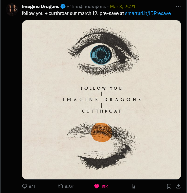 h0peless_0pus's tweet photo. daqui dois meses vai fazer 3 ANOS que o ID lançou Follow You e Cutthroat

tá na hora de um single novo, não acham @Imaginedragons ? https://t.co/Q3aoU5bRdV