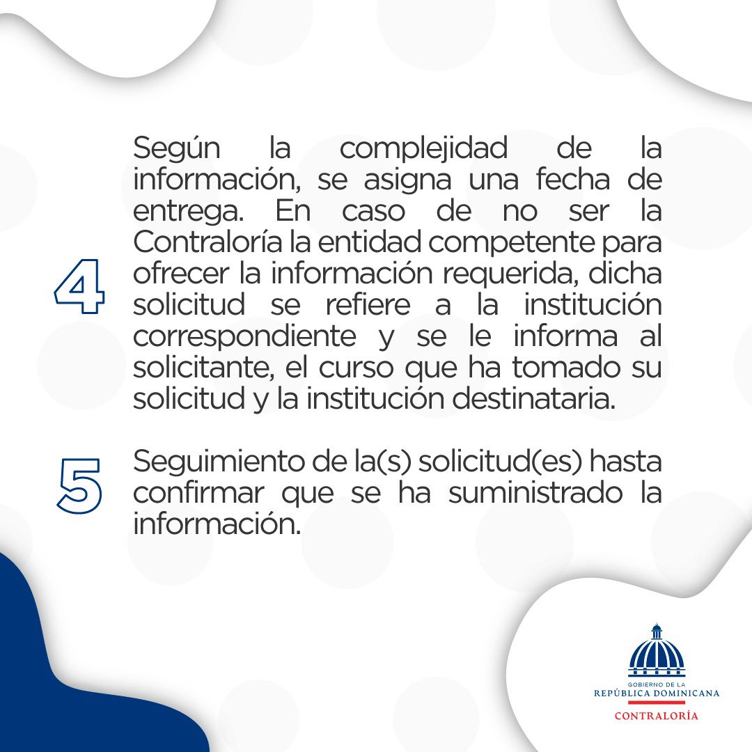ContraloriaRD's tweet photo. Este proceso se realiza a través de la 
Oficina de Acceso a la Información (OAI), la cual es un mandato de la Ley General de Libre Acceso a la Información Pública Ley 200-04.

#ContraloriaRD #CGR https://t.co/yh3YCC4p74