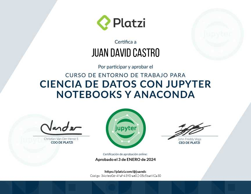 fjuandc's tweet photo. 📜 Primero del año:

🎓 ¡Aprobé el Curso de Entorno de Trabajo para Ciencia de Datos con Jupyter Notebooks y Anaconda en @Platzi! 🥳

#NuncaParesDeAprender https://t.co/9oqitw0Etk