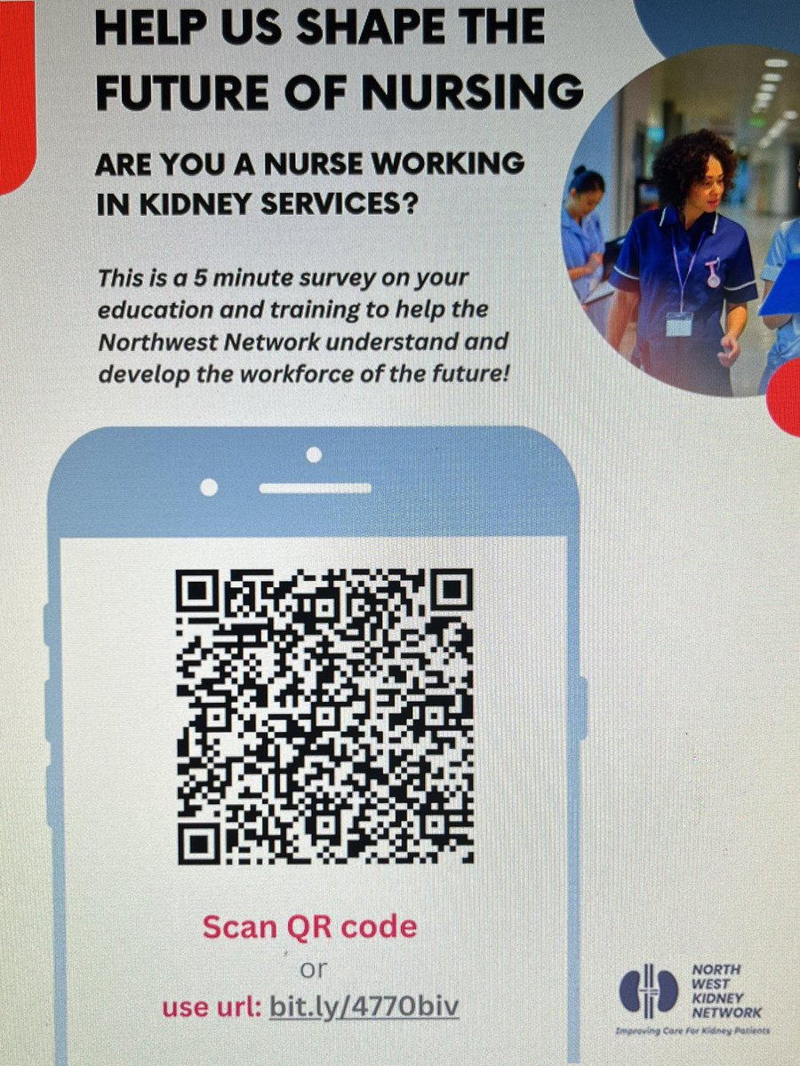 Calling all NW Renal Nurses-We need your help! 🙏

The NW Kidney Network has developed a Workforce and Education survey to help us understand renal nurse education and training in the NW

Please spare 5 mins and share your voice to help for the future 

🗣️🔊📣

#YourVoiceMatters