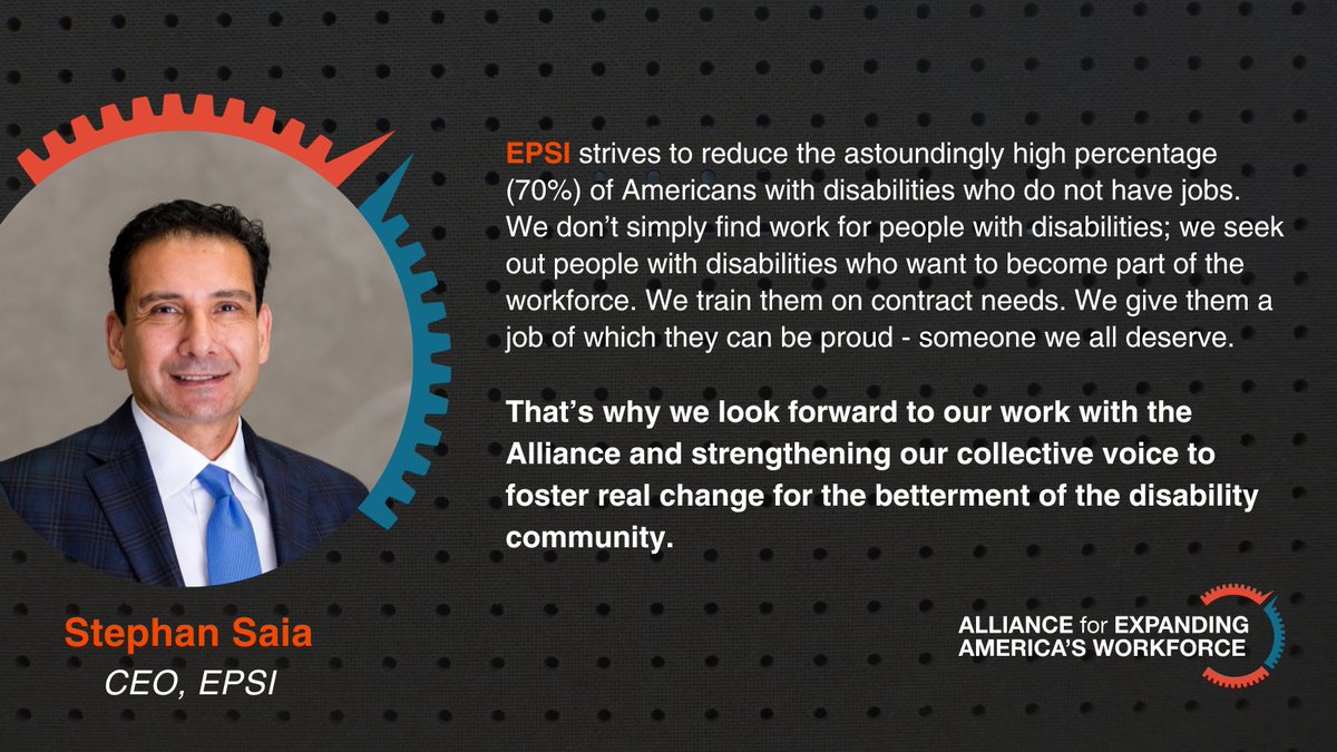 ExpandWorkforce's tweet photo. We are excited to have @EpsiSocialMedia join AEAW and share their valuable experience as an AbilityOne nonprofit agency helping to inform our 2024 advocacy efforts - Welcome EPSI! #DisabilityEmployment #AbilityOne https://t.co/InqXA6ZtBw