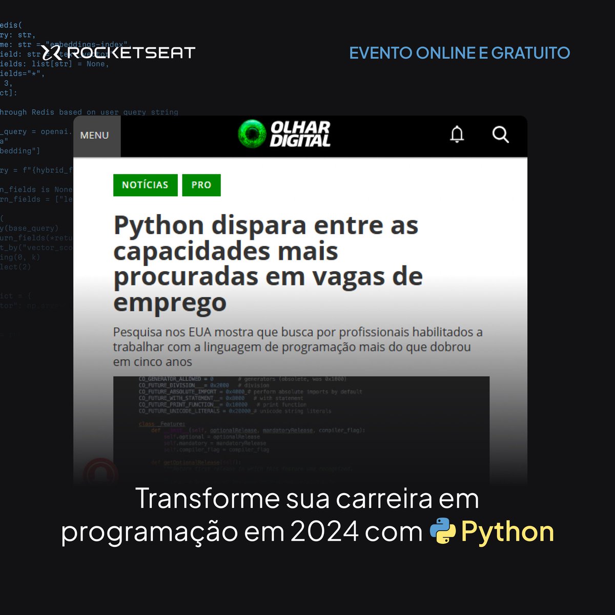 alive75's tweet photo. Nos dias 15 a 17 de janeiro vamos reunir a comunidade pra aprender mais sobre o universo de Python 🐍
Serão 3 aulas ao vivo com conteúdo inédito, convidados especiais e sorteio de prêmios. Não vai ficar de fora, né?😱
https://t.co/o9qHhHT324 https://t.co/4GTPfA1l5m