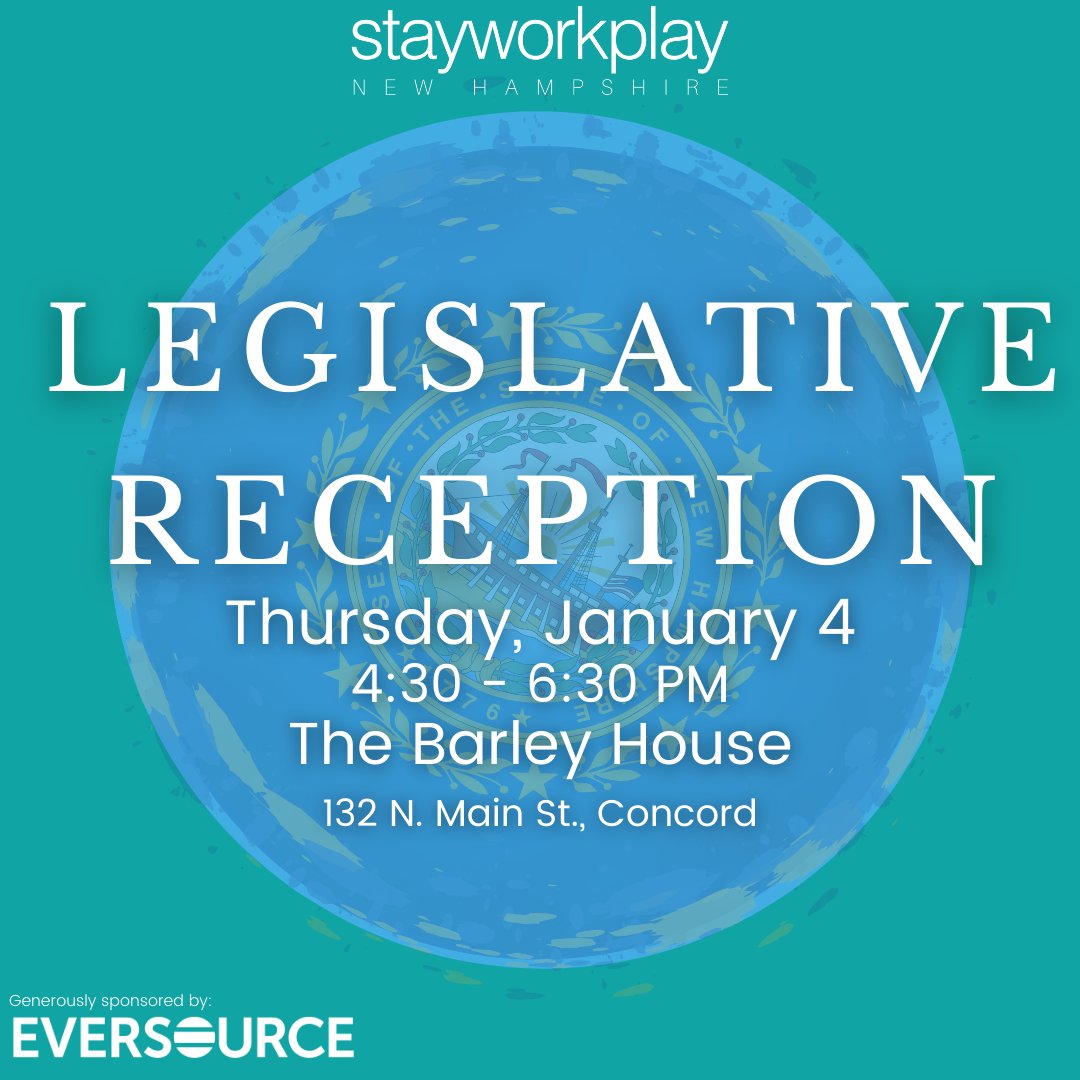 StayWorkPlay's tweet image. Will you be joining us tomorrow? 

Register here: zeffy.com/en-US/ticketin… 

#stayworkplay #statelegislators #under40 #newhampshire