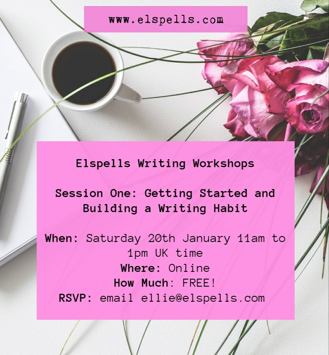 #ElspellsWritingWorkshops are back! Join us for Session 1 on 20th January - we'll be looking at Getting Started & Building a Writing Habit Aimed at #newwriters but all welcome! And it's FREE! #WritingCommunity #amwriting #writingworkshops #WritersRT