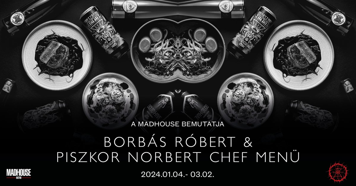 madxbeers's tweet photo. BORBÁS RÓBERT X PISZKOR NORBERT | TASTING MENU | KÓSTOLÓ MENÜ https://t.co/DTaF2QdA82 Tomorrow we're dropping the first MADX release of the year, for the kickoff event of the brand new menu, from the taps of Madhouse Budapest and bottles will follow in the 2nd half of the month! https://t.co/XjTom02Qre