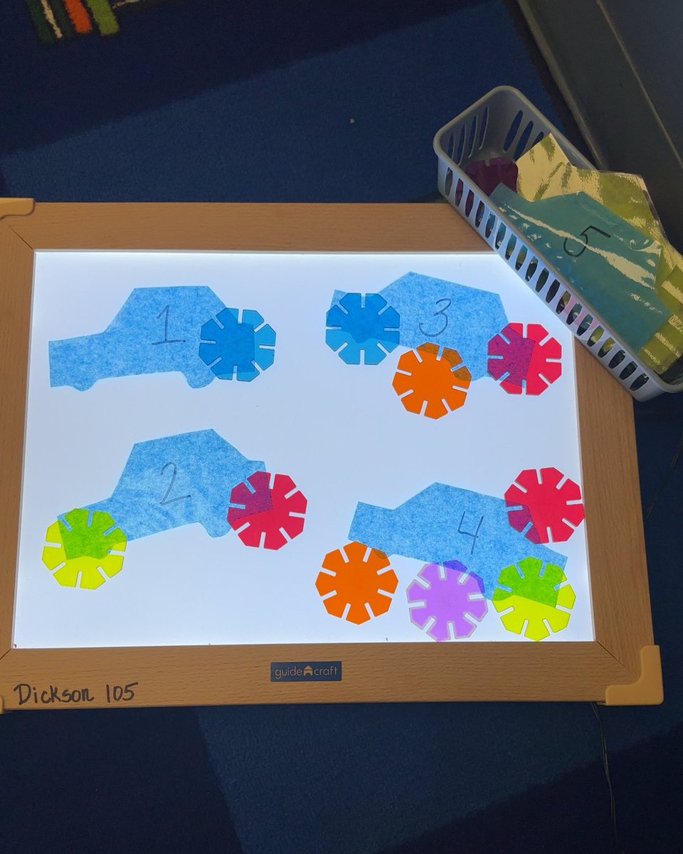 Today we are combining our new unit on Roads with our light board to practice counting! #colls #collsedu #sharpsharks