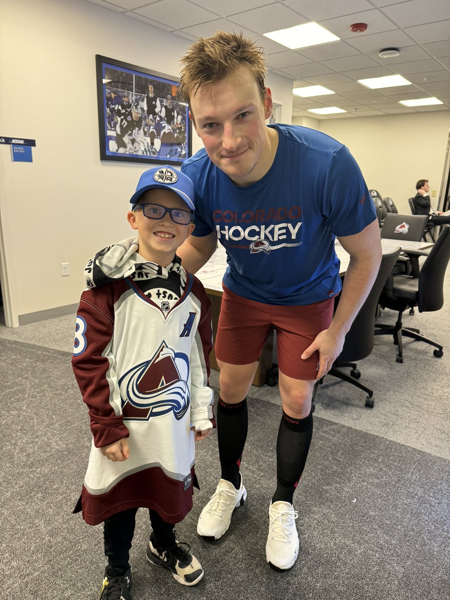 What a special night for my son. Got to meet his favorite player, who signed his jersey. Avs win in OT on a NateBomb and we check off our 3rd of 32 NHL rinks together! #FatherSon