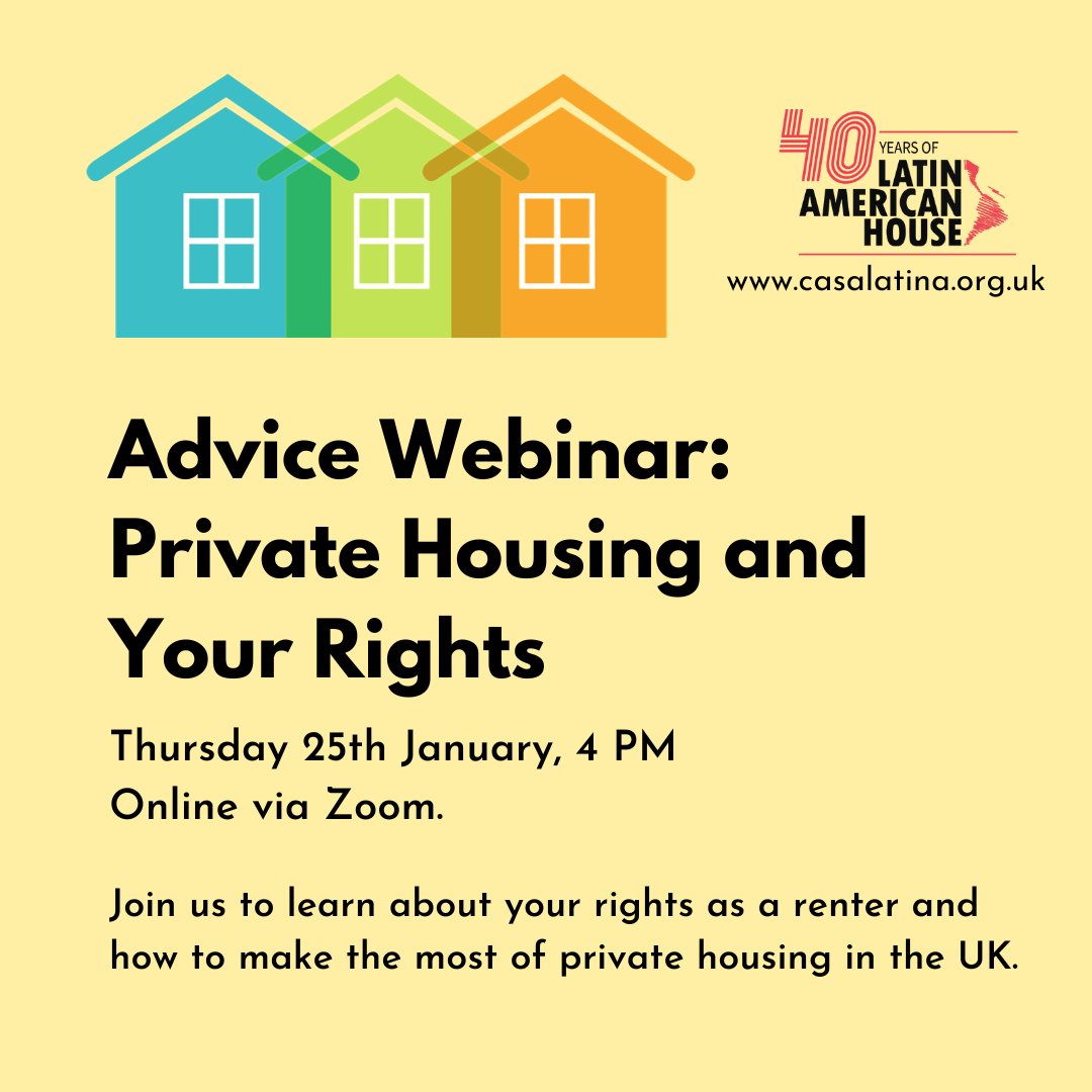 En nuestro primer webinar de 2024, descubre más sobre tus derechos como inquilino privado y haz las preguntas que tengas sobre la vivienda privada en el Reino Unido a nuestra experta asesora. Jueves 25 de enero de 2024, 4 PM Registro: us06web.zoom.us/meeting/regist…