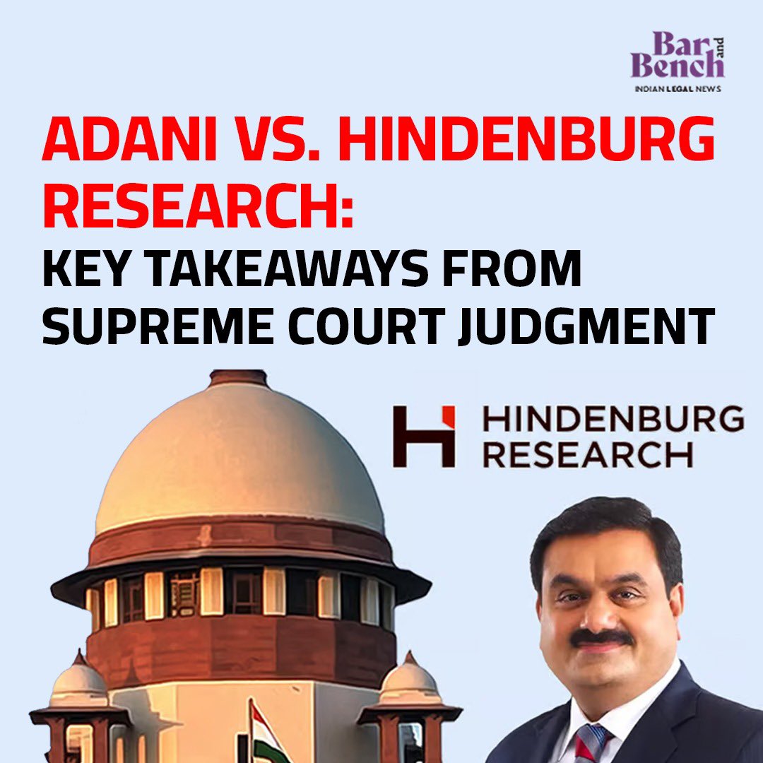 The Supreme Court on Wednesday concluded that there was no need for it to take action on the allegations of stock manipulation levelled by US-based shortseller Hindenburg research against the Adani group of companies.

#SupremeCourt #AdaniGroup #AdaniHindenburgCase #SEBI…