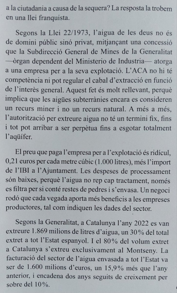 Per al·lucinar una mica, i tenir molt present amb l'actual sequera, interessant llegir aquest text del darrer número de La Sitja del Llop sobre les [sobre]explotacions de les plantes embotelladores d'aigües subterrànies, amb tanta concentració al massís del Montseny <a href="/csmontseny/">Salvaguarda Montseny</a>👇