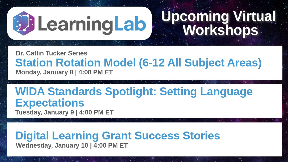 INLearningLab's tweet photo. We are kicking 2024 off with a great lineup of virtual learning opportunities! Check out these sessions and reserve your spot!
https://t.co/RFbv6ctLfe https://t.co/7ztB1wgifv
