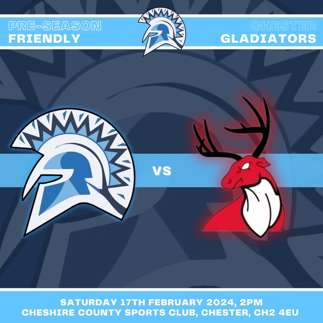 🚨 Pre-Season fixture announcement 🚨

🏉 Chester Gladiators V @GarswoodStagsRL

🗓️ Saturday 17th February

📍 @CheshireThe

🕑 2:00pm