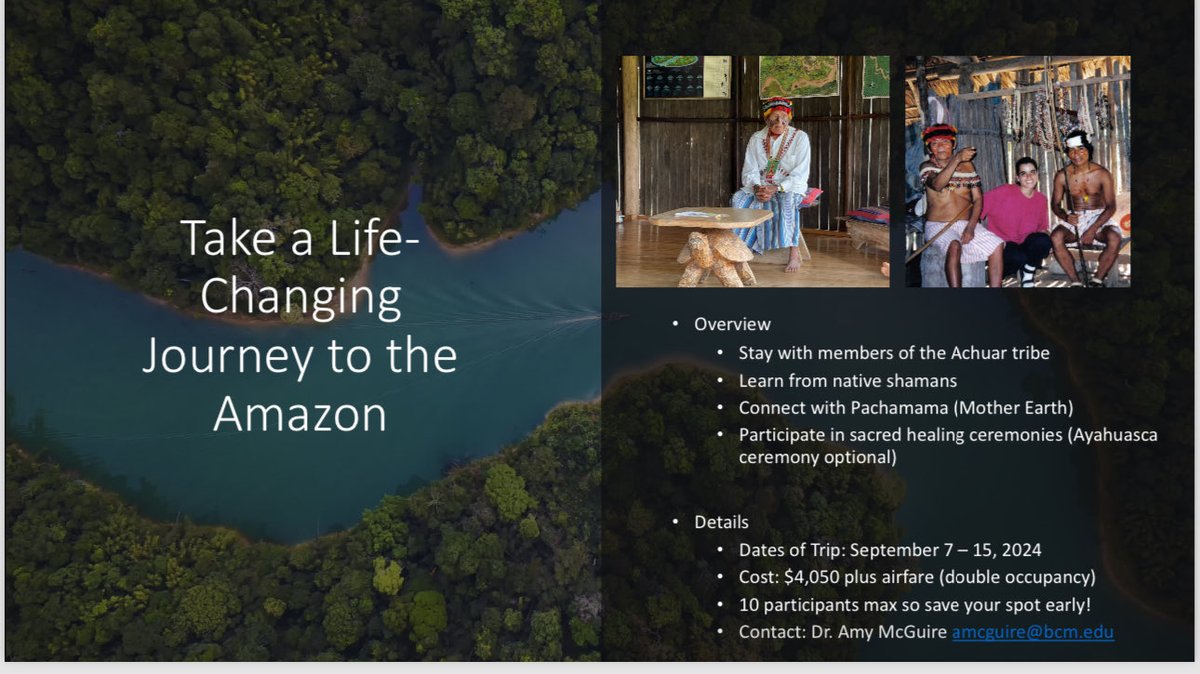Thinking about taking a life changing journey in 2024? Need a spiritual reboot? Join me for a 10 day cultural plunge - living with the Achuar tribe in the Amazon jungle and traveling through the beautiful Andes mountains! Participation in an Ayahuasca ceremony is optional.