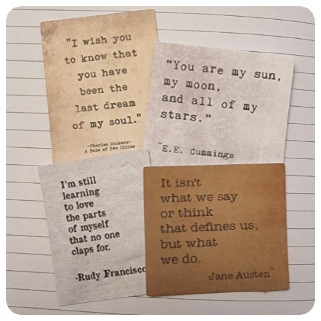 I bought myself a little pack of quotes stickers and they are fabulous. Out of the 50, I love these ones the most. 😍 xx #quotes #stickers #janeausten #charlesdickens #eecummings #rudyfrancisco #journal #diary #learning #ouractions #dreams