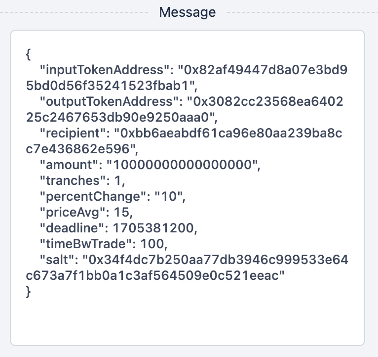 splurgefinance's tweet photo. We leverage EIP712 for signatures of trade conditions which are verified when executing your trade. https://t.co/lZrvpuPf0v