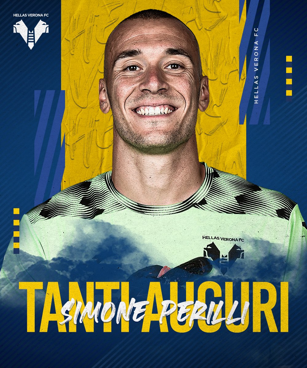HellasVeronaFC's tweet photo. 𝑻𝒂𝒏𝒕𝒊 𝒂𝒖𝒈𝒖𝒓𝒊 𝑺𝒊𝒎𝒐! 💛💙🧤🎂

#HappyBirthday #Perilli #HVFC https://t.co/OUHbyfnzmP