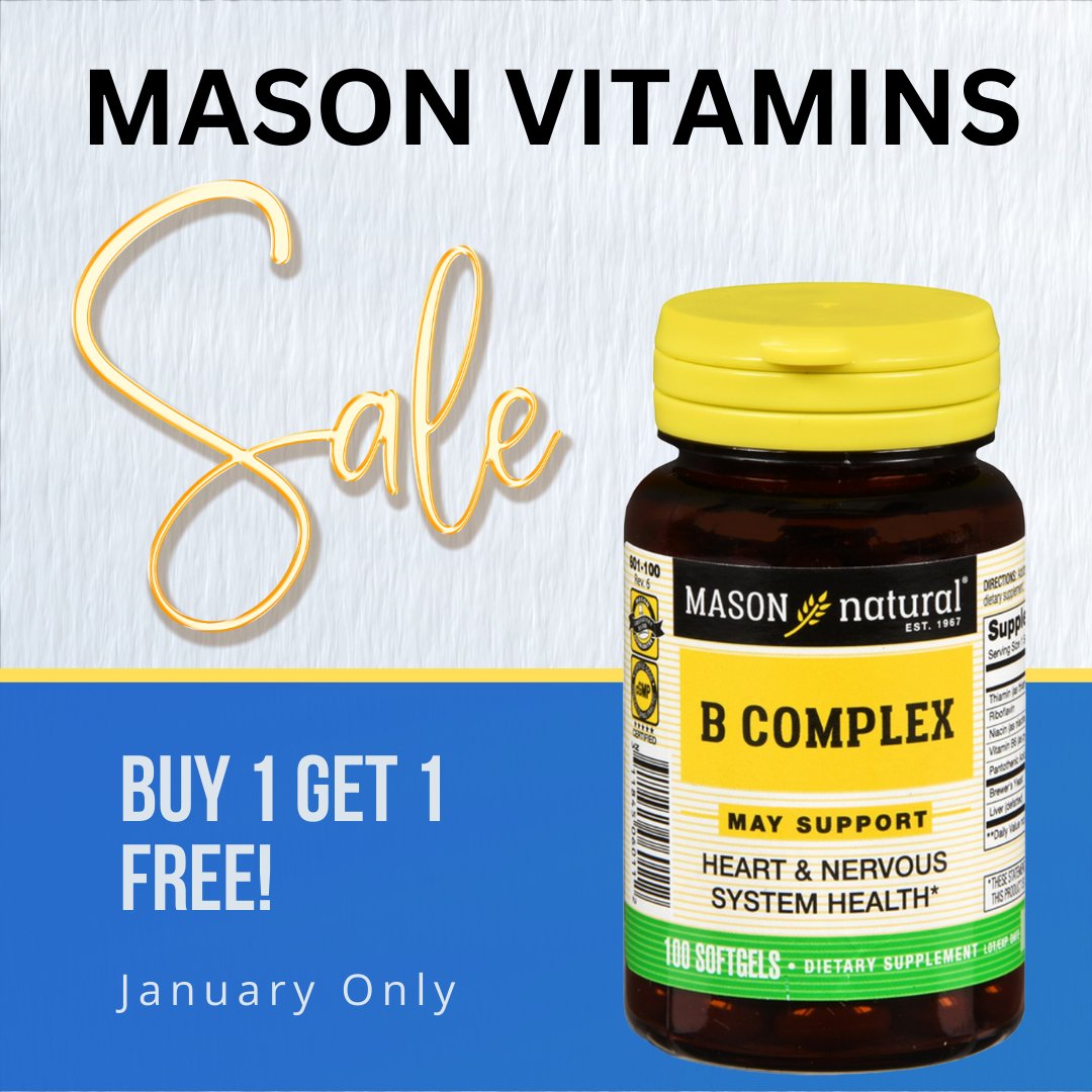 LassiterDrug's tweet photo. New year, new goals, we're here to make it easier by offering BOGO on all Mason Vitamins! https://t.co/Y21ofxcV3f