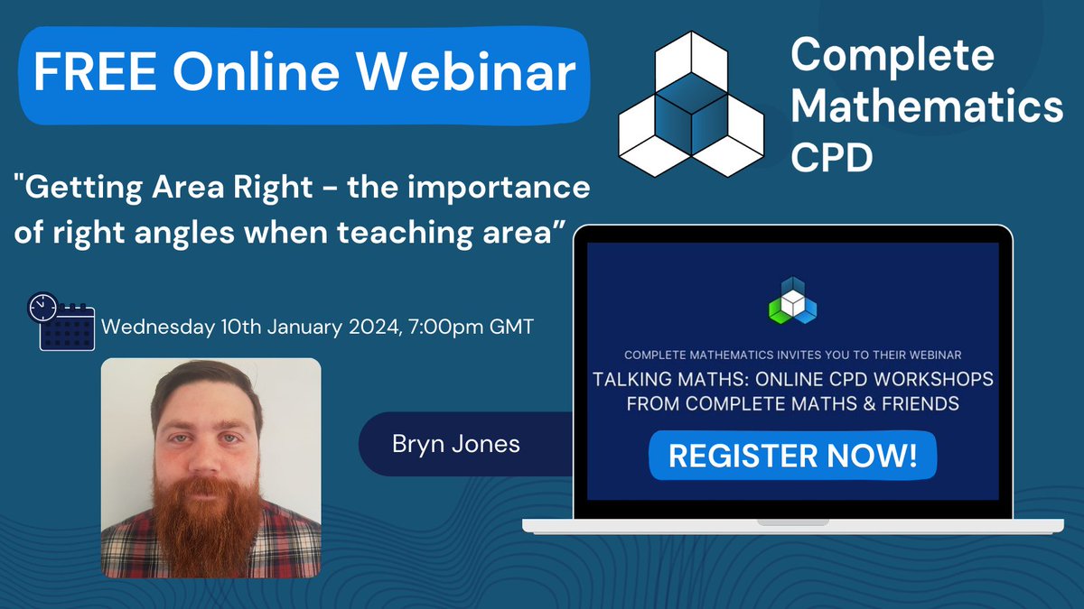 🎉Interested in some FREE CPD? We have our second session coming up on Wednesday 10th January, 7:00pm.
👉 This session will be run by <a href="/brynspiration/">Bryn</a> 
If you are interested in learning more, register here! - app.livestorm.co/complete-mathe…