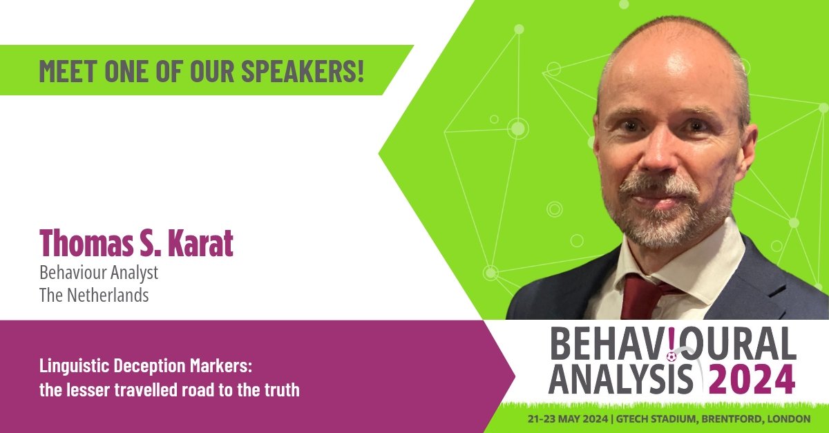 BehAnalysis2025's tweet image. Thomas Karat will be speaking at Behavioural Analysis 2024 in London on 21-23 May.
His presentation, which will be part of the session on The Question of Questioning and will be entitled: Linguistic Deception Markers: the lesser travelled road to the truth
#deceptiondetection