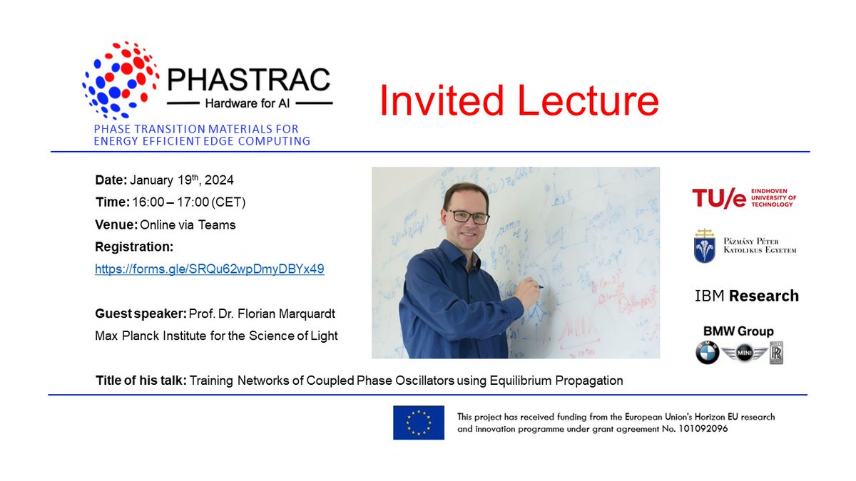 Join #PHASTRAC for a Special #Lecture with Prof. Dr. Florian Marquardt from the #MaxPlanckInstitute for the Science of Light! 🎙️🚀

📅 Save the Date: January 19th, 2024
🕒 Time: 16:00-17:00 (CET)

More information and registration via:
forms.gle/dTP9GxZHksC9fs…

Don't miss this!