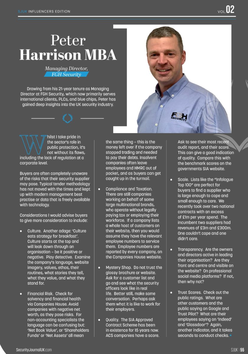 📖 Our Managing Director, Peter Harrison MBA, has been published in the @SecJournalUK.
He offers some quick hints and tips to help buyers of security make an educated procurement choice.
Read the full publication for free 👇
digital.securityjournaluk.com/html5/reader/p…
#SecurityIndustry