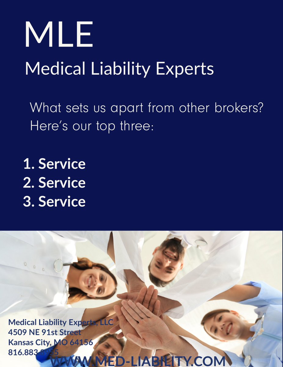 MedLiability's tweet image. MLE prioritizes service to our clients. It is truly what set us apart from other brokers. 

#medicalmalpracticeinsurance #insurancebroker #medicalprofessionalliabilityinsurance #medmal
