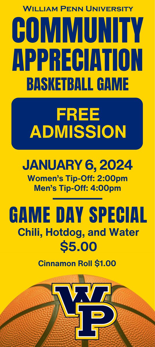 Join us on January 6 for the Community Night Basketball Game! Admission is free and there will be a chili, hotdog, cinnamon roll lunch before the game! We hope to see you there!🏀💙💛