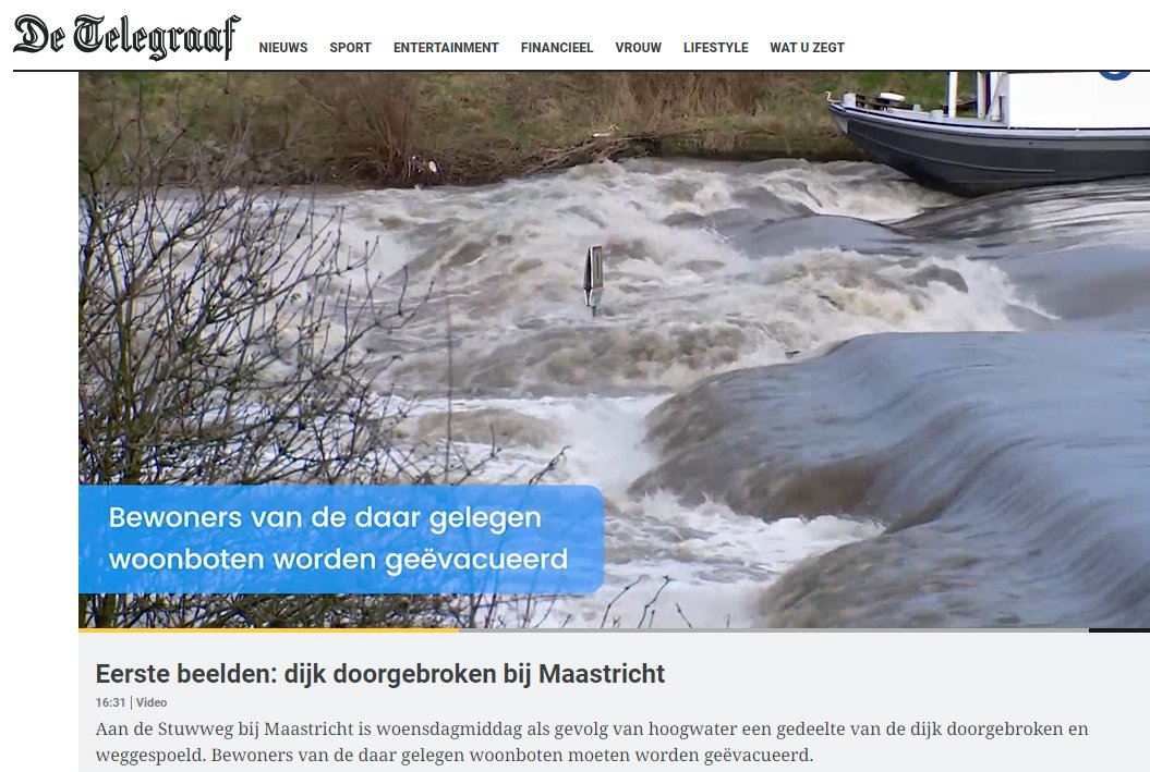 yellow_flame's tweet photo. via @telegraaf Aan de Stuwweg bij Maastricht is woensdagmiddag als gevolg van hoogwater een gedeelte van de dijk doorgebroken en weggespoeld. Bewoners van de daar gelegen woonboten moeten worden geëvacueerd.
Alarmering #GRIP2 ivm de situatie Maastricht.
info alarmering @p2kflex https://t.co/WvJGBiG3qt