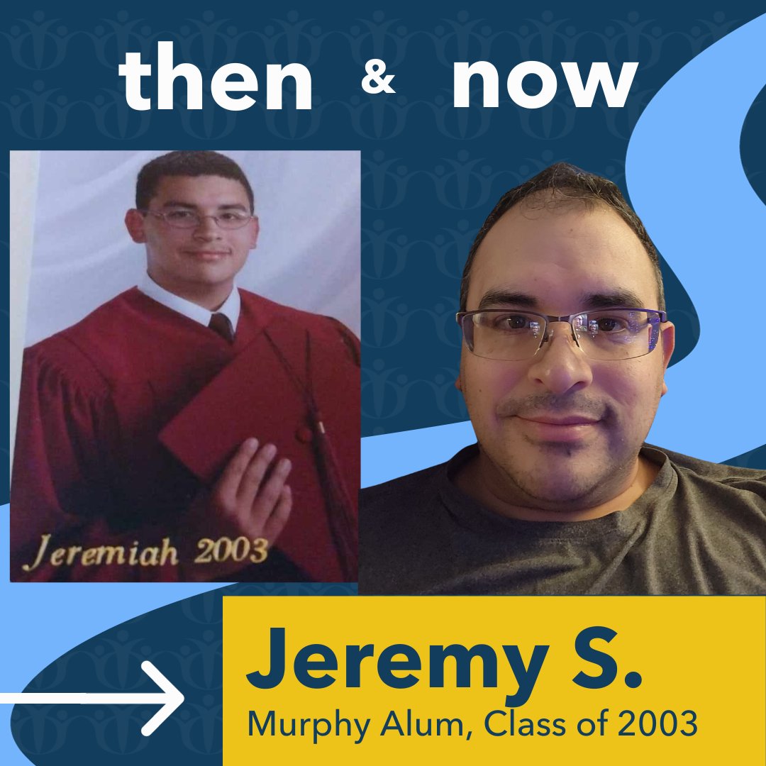 MurphyScholars's tweet photo. For this week’s #AlumniThen&amp;Now, we got to chat with Jeremy Saenz from the Brother Rice Class of 2003! 
💙 What advice do you have for current Murphy Scholars?
💛”Stay focused. Be more aware of distractions.”
#35YearsOfMurphyScholars #AlumniThen&amp;Now #HighSchoolScholarship https://t.co/PeApcOvKbu