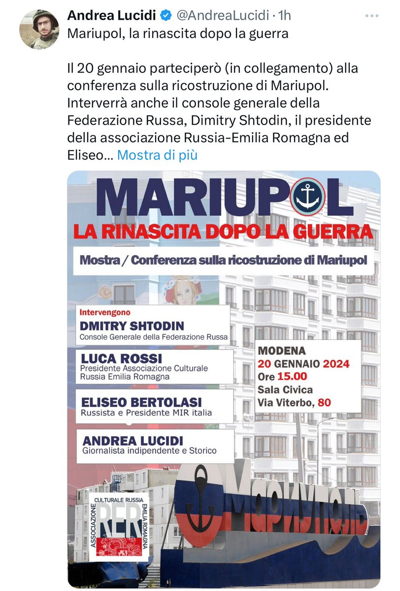 Chiedo al Sindaco di #Modena <a href="/GCMuzzarelli/">GCMuzzarelli</a> come un'istituzione comunale possa ospitare in una sala pubblica un convegno di chiara natura propagandistica in favore di un paese che dal novembre scorso è stato dichiarato dal Parlamento Europeo "sponsor del terrorismo", e che ha