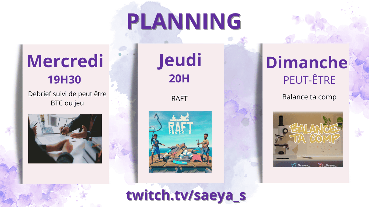 [PLANNING LIVE]

Here we go back ! 

>> twitch.tv/saeya_s <<