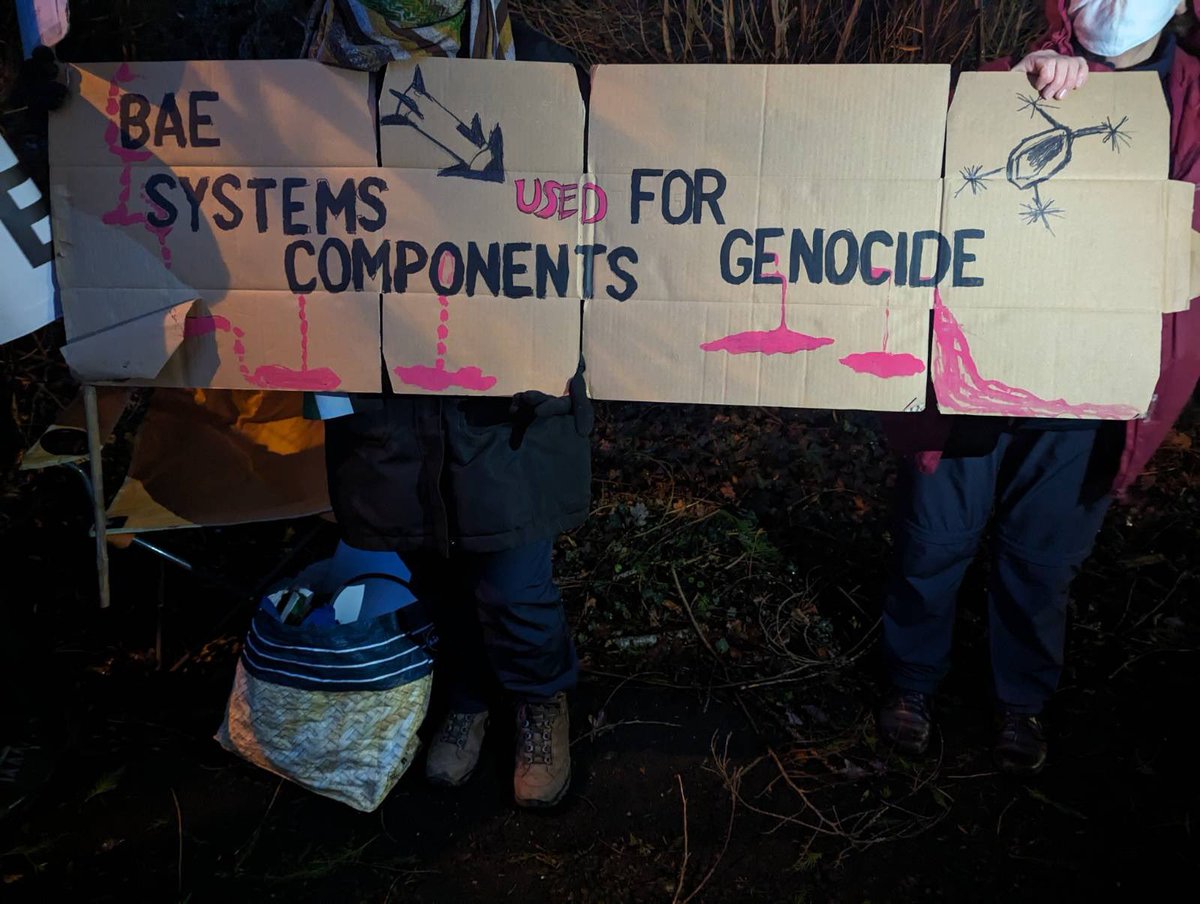 This morning: BAE arms factory in Glascoed blockaded by Welsh Peace Picket! Rebels joined the Cymru Peace Coalition to take action at one of the UK's largest munitions factories. Owners BAE Systems PLC produce weapons used to murder civilians in Gaza, including 10,000 children.