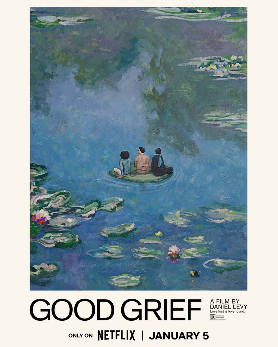 *EXCLUSIVE* Official @akikostehrenbe1 designed poster for Dan Levy’s directorial debut, Good Grief. Co-starring Levy, Ruth Negga, Himesh Patel, Luke Evans and Celia Imrie. Streaming on @netflix this Friday.