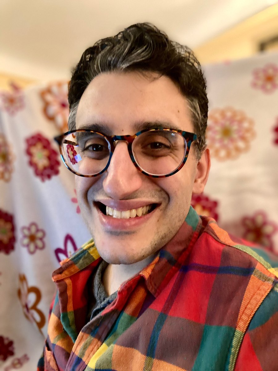 RyanJHaddad's tweet photo. 32 today 🥳

[image: Close-up of Ryan smiling joyfully. He is wearing a multi-colored flannel shirt and gray Henley, a white (blanket) backdrop with maroon flowers behind him. His hair is wavy salt-and-pepper, his eyes (or glasses) seem to be twinkling…] https://t.co/fngWaiBZlC