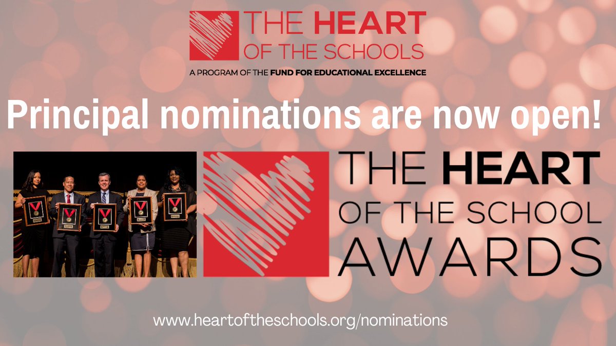 Do you know an amazing @baltcityschools principal? Spread the word about the Heart of the School Award nominations - open until 1/31. Anyone can nominate! heartoftheschools.org/nominations