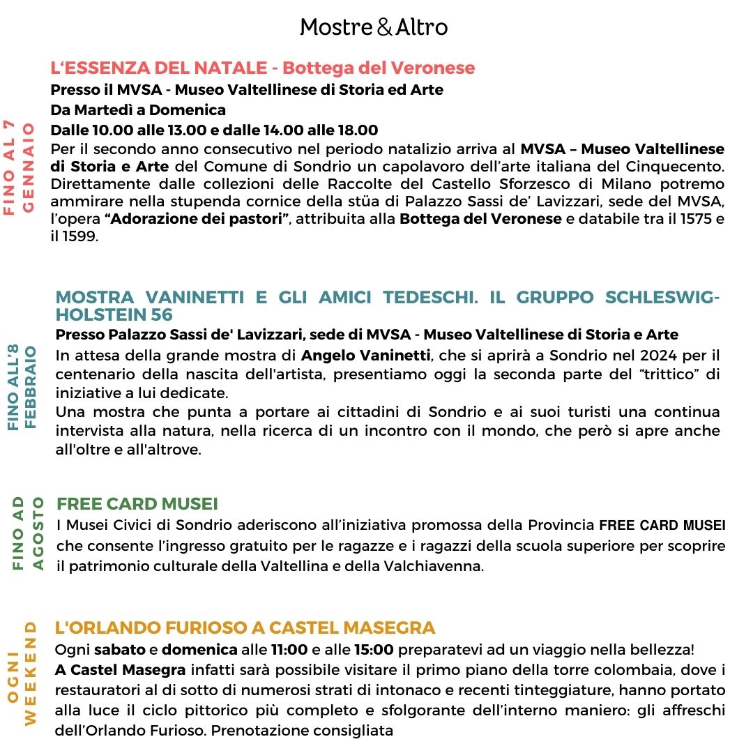 Ecco gli eventi di questa settimana a Sondrio! 😎