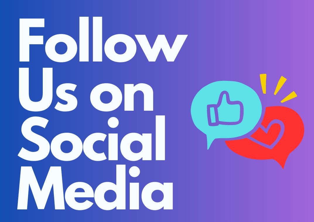 Feel free to follow us on social media and help us grow our presence.