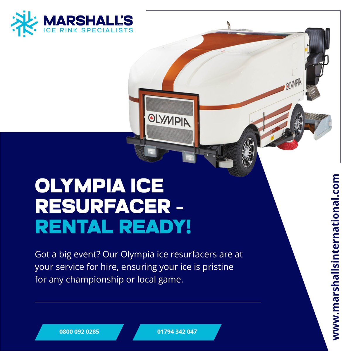 marshalls_int's tweet image. Olympia Ice Resurfacer – Rental Ready!🏒

 Got a big event? Our Olympia ice resurfacers are at your service for hire, ensuring your ice is pristine for any championship or local game. 

marshallsinternational.com

#OlympiaReady #IceEvent