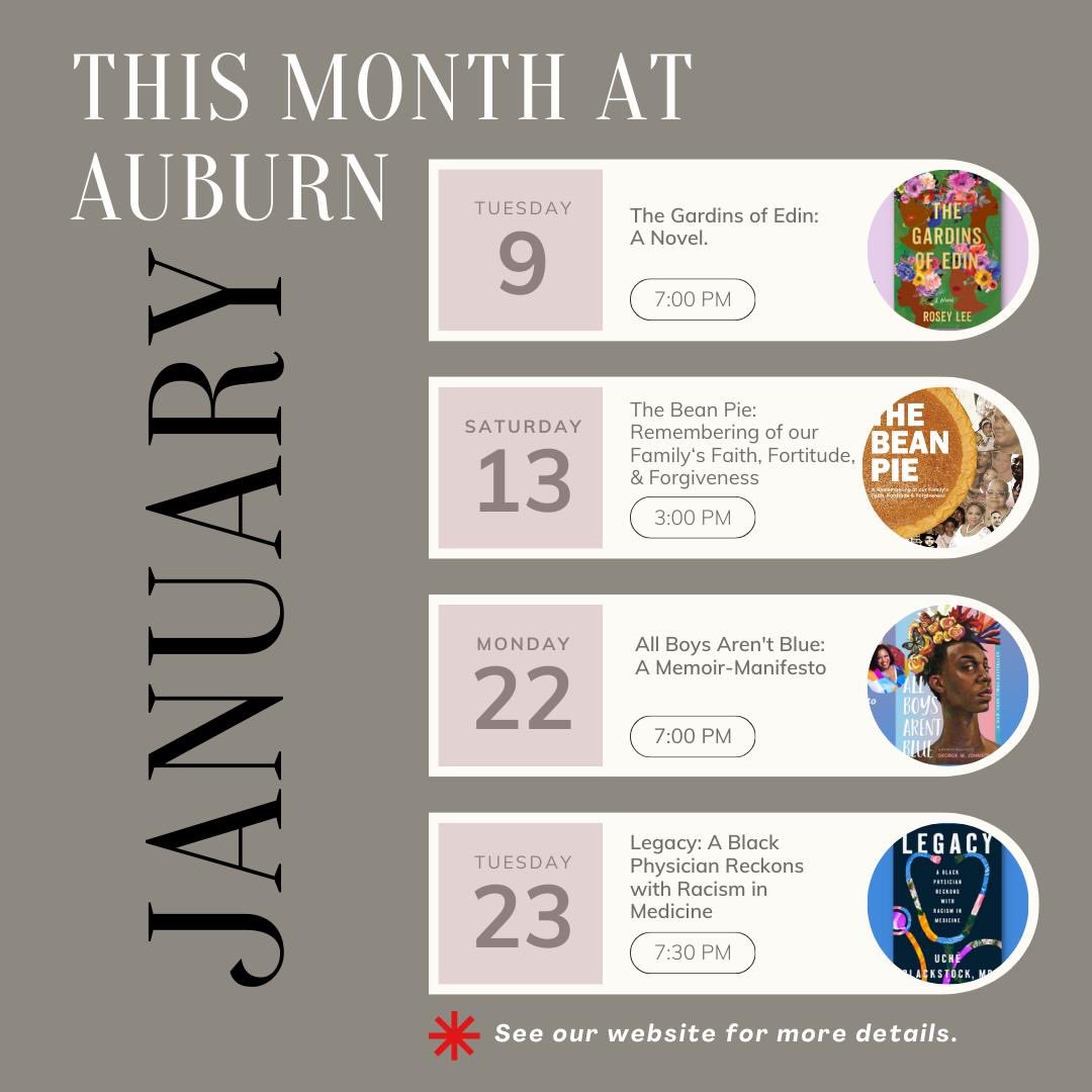 We have a January full of interesting programs. Mark your calendars! Check our website for more details.